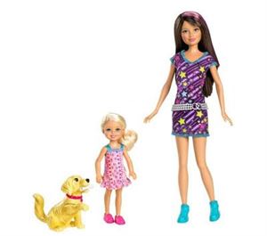 Immagine di Mattel - Barbie - Barbie et ses soeurs - Skipper et Chelsea entrainement Taffy Poupée  4 ans 