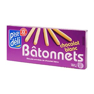 Immagine di Biscuits P'tit déli Bâtonnets Chocolat blanc 150g