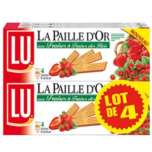 Bild von Gaufrettes Paille d'Or Lu Fraise Fraise des bois 4x170g